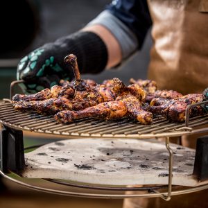 Big Green Egg Cooking Techniques shows bbq chicken on grill